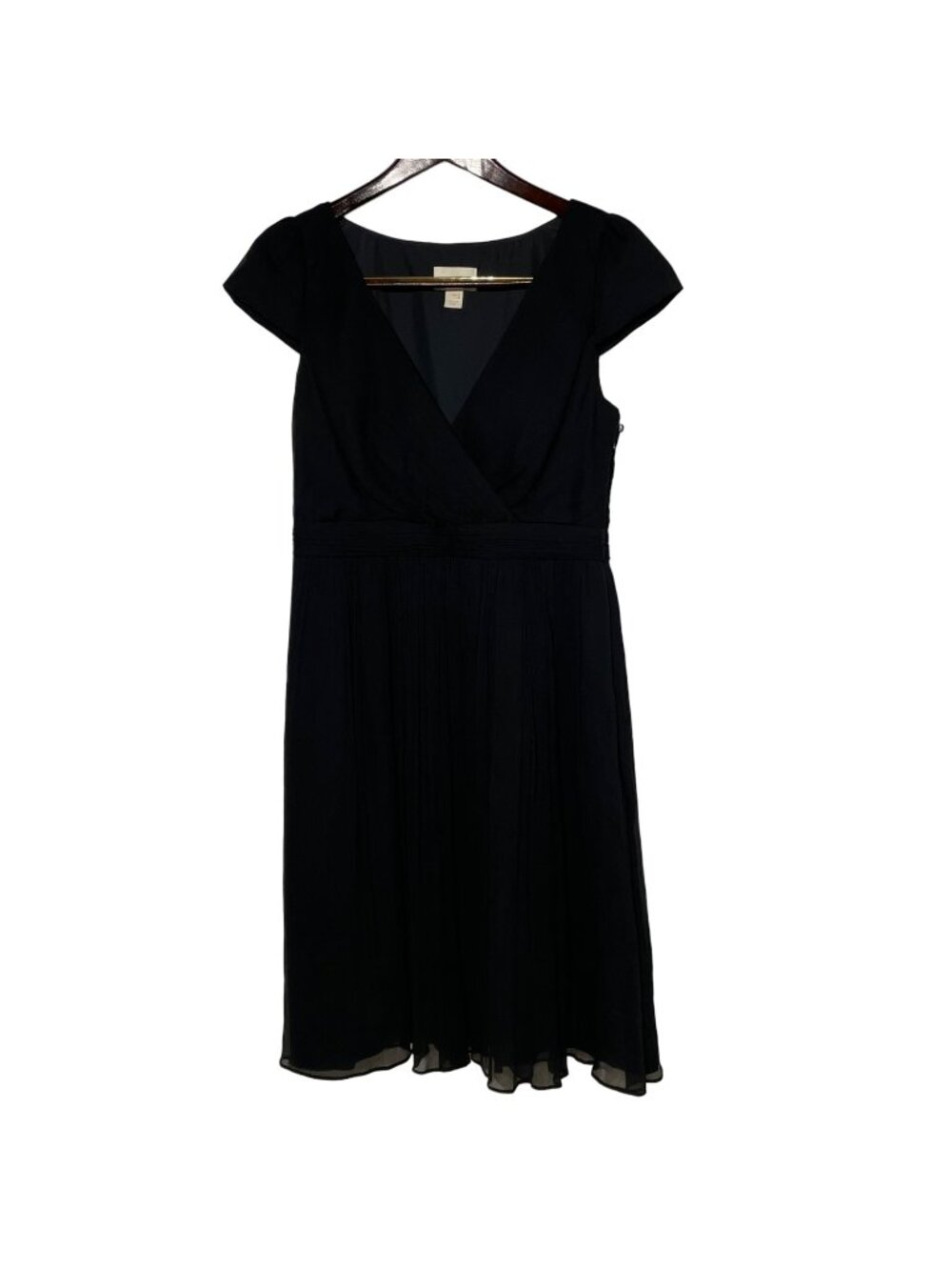 J. Crew Silk Chiffon V-Neck Cap Sleeve Dress Black Sz 10